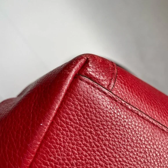 Coach Edie Pebbled Leather (33547) Shoulder Bag in Red with Dust Bag